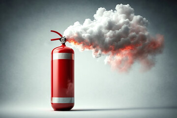 Fire Extinguisher Releasing Its Gas. Working Fire Extinguisher. Generative AI - obrazy, fototapety, plakaty