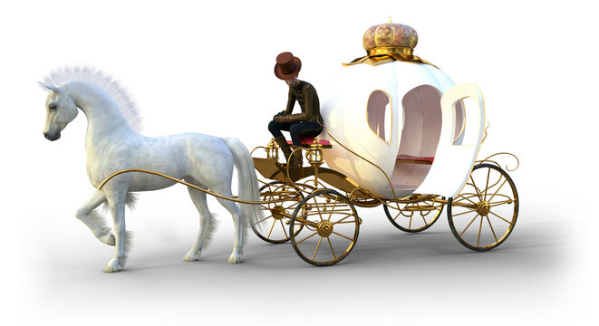 cinderella carriage fantasy fairytale 3d render