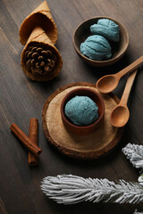 Obraz na płótnie Canvas Concept of delicious food, ice cream, top view