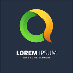 abstract logo design letter q