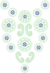 Neck Embroidery Designs.Floral pattern on collar, neck print. 
Abstract hand drawn floral ornament. Vector illustration.