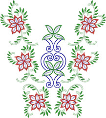 Neck Embroidery Designs.Floral pattern on collar, neck print. 
Abstract hand drawn floral ornament. Vector illustration.