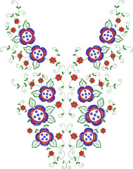Neck Embroidery Designs.Floral pattern on collar, neck print. 
Abstract hand drawn floral ornament. Vector illustration.