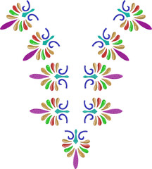 Neck Embroidery Designs.Floral pattern on collar, neck print. 
Abstract hand drawn floral ornament. Vector illustration.