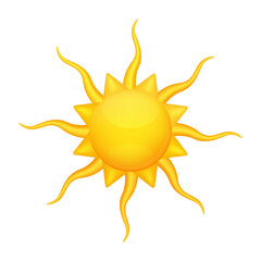 The sun yellow orange. Cartoon minimal style. Summer concept. Icon 3d file PNG.