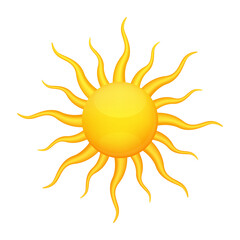 The sun yellow orange. Cartoon minimal style. Summer concept. Icon 3d file PNG.