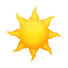 The sun yellow orange. Cartoon minimal style. Summer concept. Icon 3d file PNG.