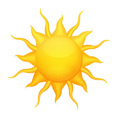 The sun yellow orange. Cartoon minimal style. Summer concept. Icon 3d file PNG.