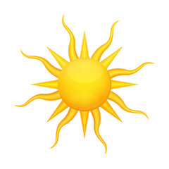 The sun yellow orange. Cartoon minimal style. Summer concept. Icon 3d file PNG.