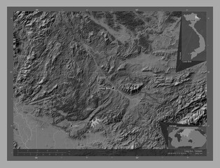 Lang Son, Vietnam. Bilevel. Labelled points of cities