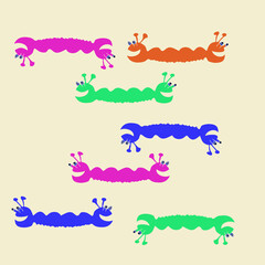 Stylized colored monsters. Hand drawn.