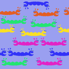 Obraz premium Horizontal stylized colored monsters. Hand drawn.