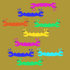 Stylized colored monsters. Hand drawn.