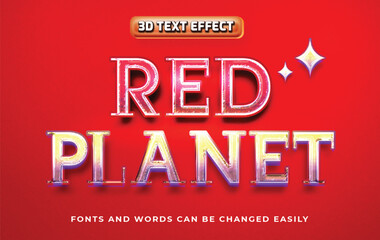 Red planet 3d editable text effect style