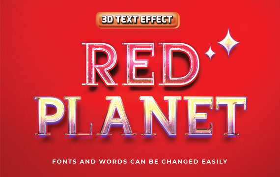Red planet 3d editable text effect style