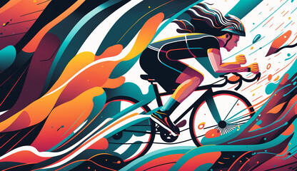 Biking in Motion Dynamic National Bike Month Illustration. Generative AI