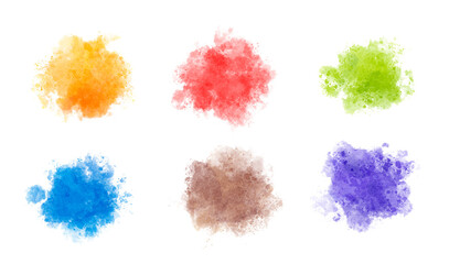 watercolor splashes; background for title and logo