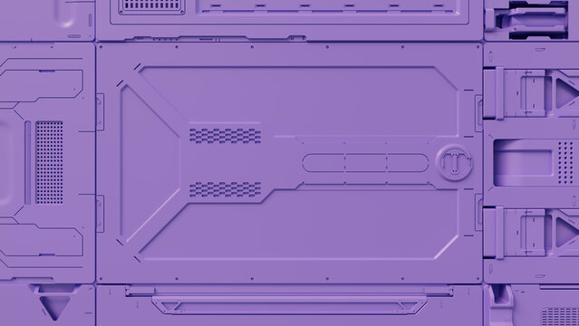 Futuristic 3D Render. Hi-Tech Wallpaper with Purple, Sci-Fi Hardware.