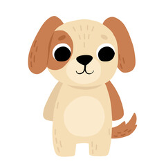 Fototapeta na wymiar Cartoon cute baby dog standing. Isolated vector illustration for childrens book.