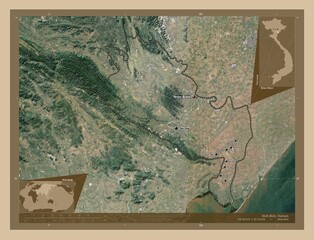 Ninh Binh, Vietnam. Low-res satellite. Labelled points of cities