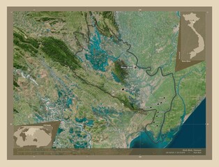 Ninh Binh, Vietnam. High-res satellite. Labelled points of cities