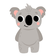 Fototapeta premium Cute cartoon baby koala smiling. Isolated vector illustration for childrens book.