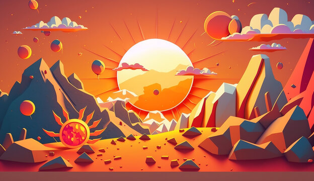 Hotter than the Sun An Illustration of a Blazing sun. Generative AI