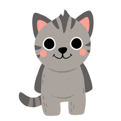 Cute cartoon baby cat smiling. Isolated vector illustration for childrens book.