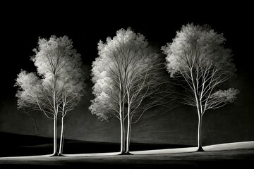 Sleek Trees in black and white for a canvas