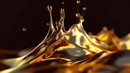 Golden liquid metal moving like ripples with Generative AI