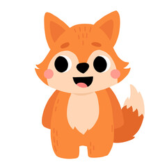 Obraz na płótnie Canvas Cute cartoon baby fox smiling. Isolated vector illustration for childrens book.
