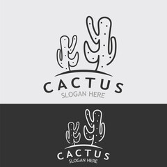 Vintage Cactus tree plant Logo nature design, desert plant vector illustration