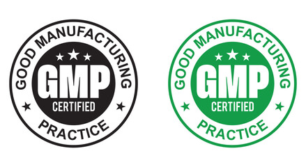 GMP (Good Manufacturing Practice) certified round stamp on white background - Vector - obrazy, fototapety, plakaty