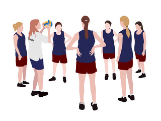 Obraz premium Coach with Girl Volleyball Team