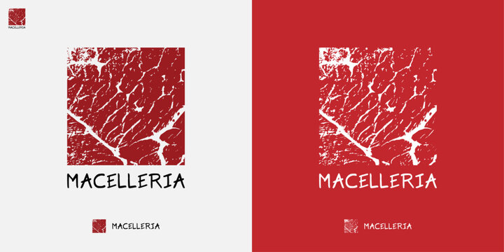 Meat shop logo design with meat texture as symbol and Italian name