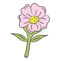 pink cartoon flower on a transparent background