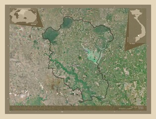 Tay Ninh, Vietnam. High-res satellite. Labelled points of cities