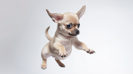 Chihuahua flying in the air. Generative AI.