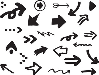 シンプルな手書きの矢印のアイコンセット