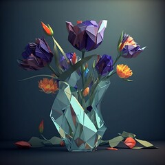The Art of Making Glass Flowers with Low Poly (ai generated)
