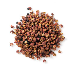 Sichuan pepper placed on a white background.
