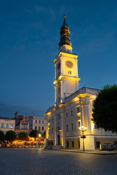 Leszno City hall at evening. Leszno, Greater Poland, Poland
