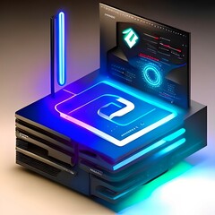 futuristic mini pc with screen