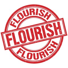 FLOURISH written word on red stamp sign
