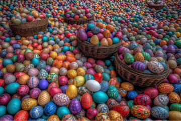 Background of Easter egg painted in different colors