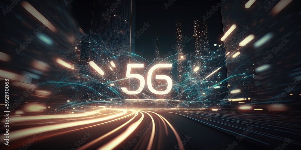 Poster 5g high speed internet technology, digital data transfer. generative ai