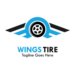 Wings tire design logo template illustration