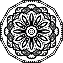 black and white floral Arabic ornamental round lace ornament