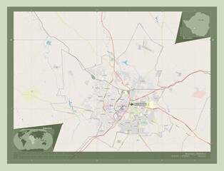 Bulawayo, Zimbabwe. OSM. Labelled points of cities