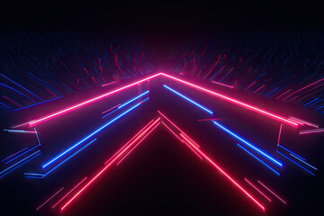 3d render abstract red blue pink neon background